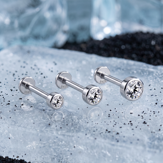 Moissanite Bezel Flat Back Stud
