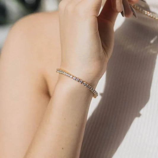 Gold Tennis Bracelet – Elegant Waterproof Jewelry 18K Gold plated