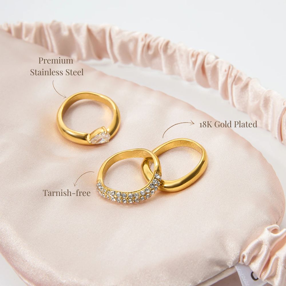 Gold Statement Ring Trio