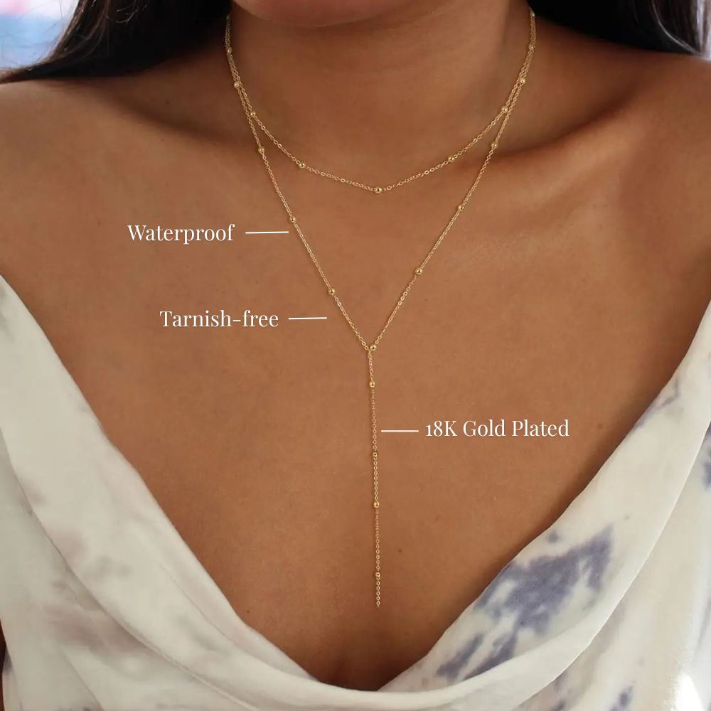 Gold Satellite Lariat Necklace