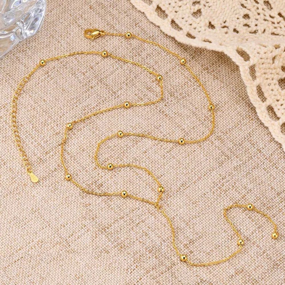 Gold Satellite Lariat Necklace