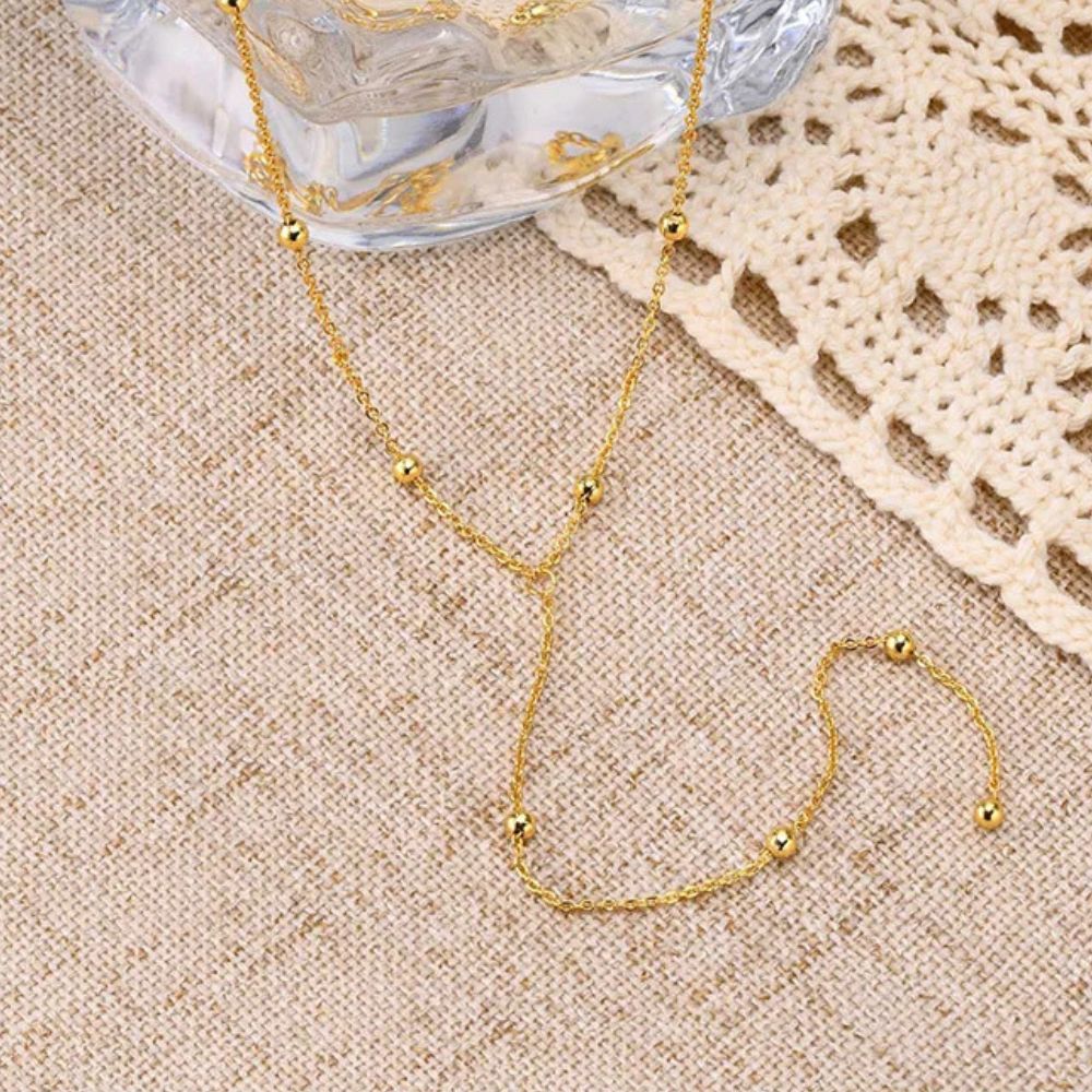 Gold Satellite Lariat Necklace