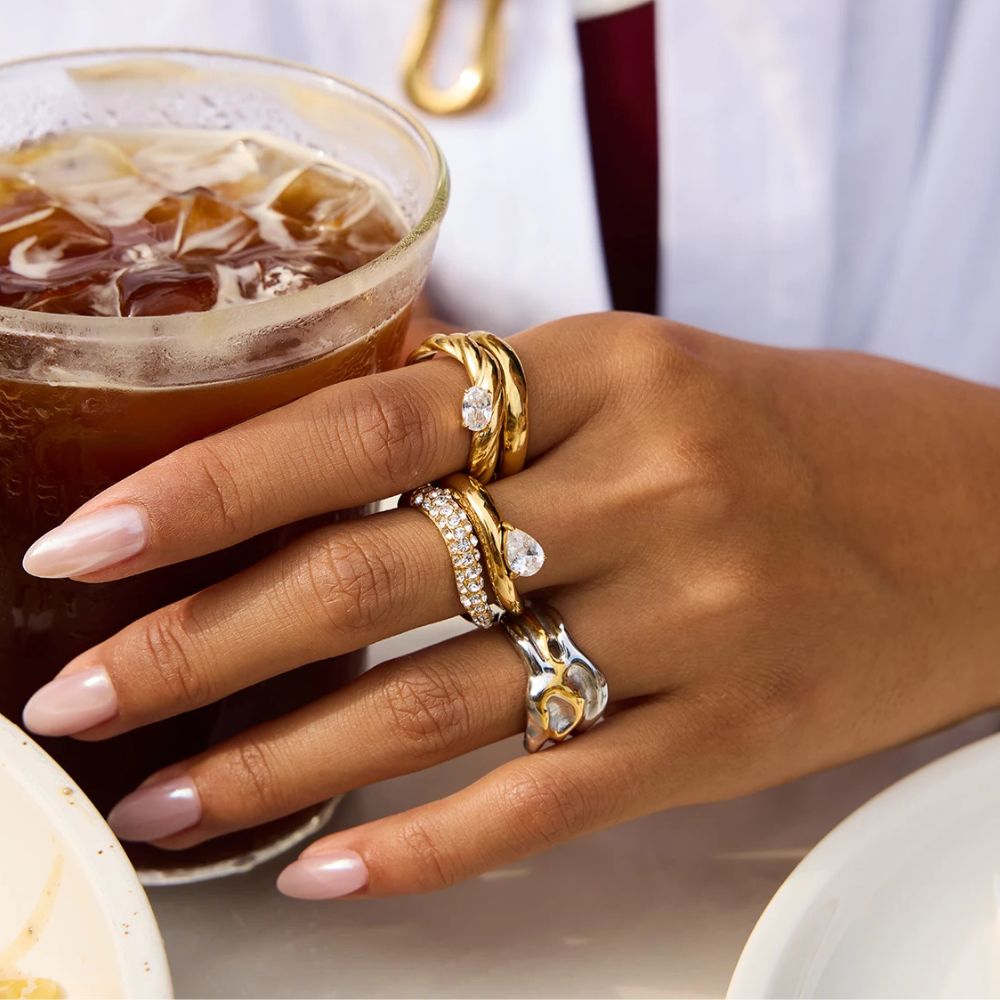 Gold Statement Ring Trio