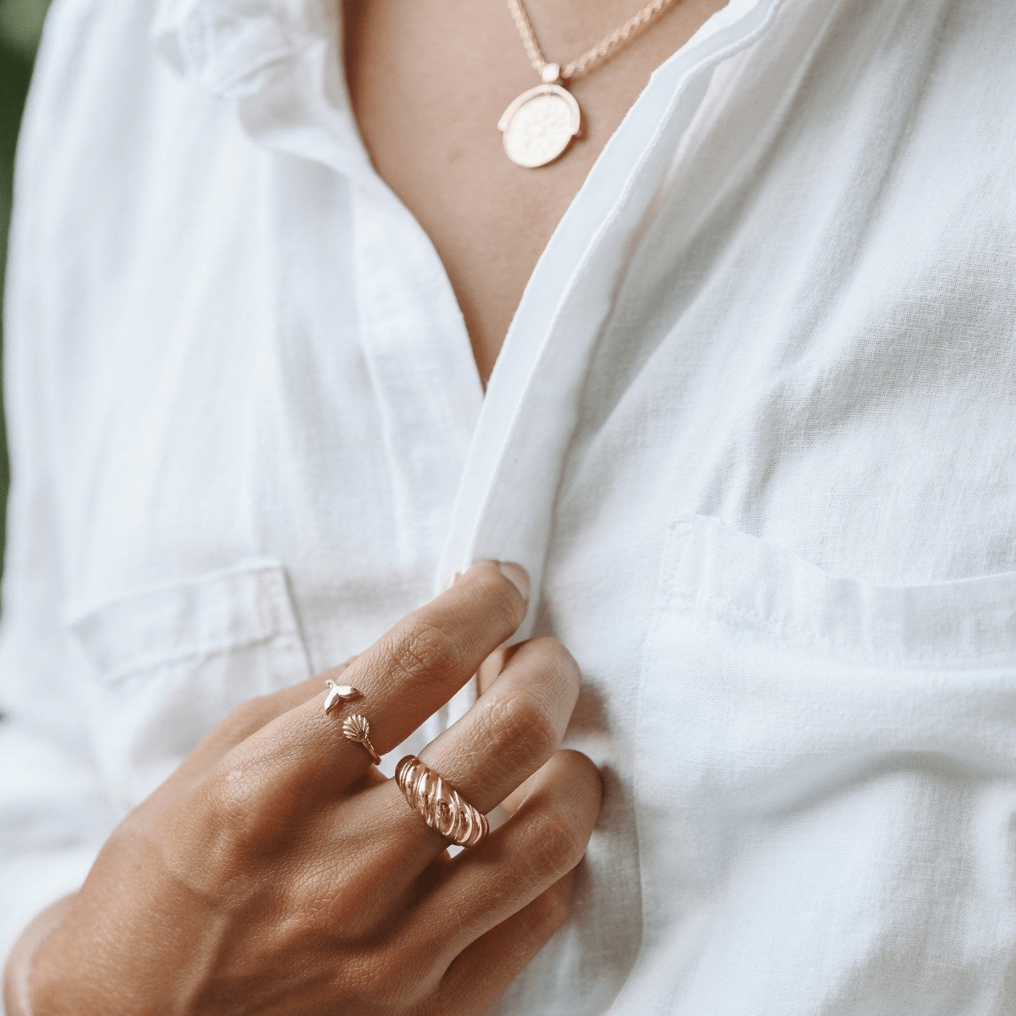 Adjustable Gold Ring – Waterproof & Tarnish-Free – Minimal Island-Inspired Jewelry