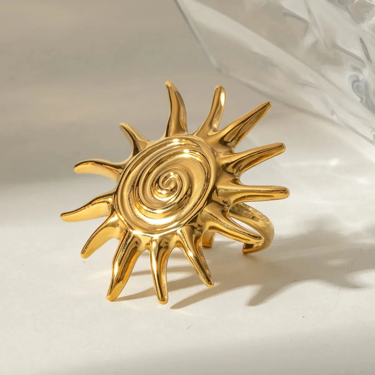 Bold Gold Sun Ring – Adjustable, Waterproof & Hypoallergenic