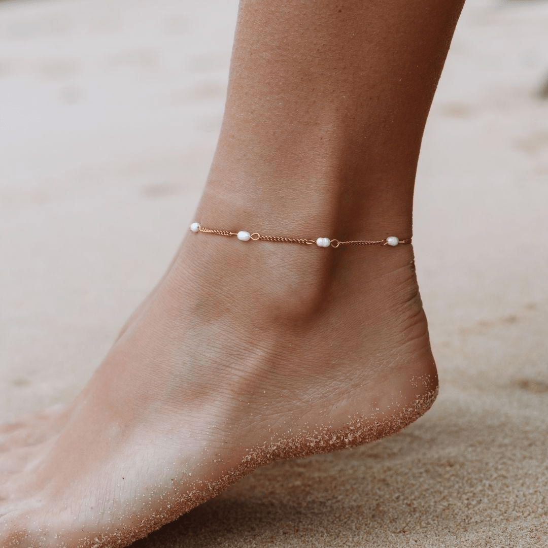 Freshwater Pearl Anklet – Adjustable, Waterproof & Tarnish-Free – Beach Jewelry Essential