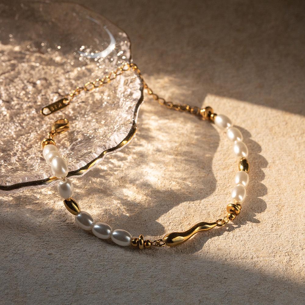 Gold Freshwater Pearl Bracelet – Waterproof Vintage-Inspired 18k Gold plated Jewelry