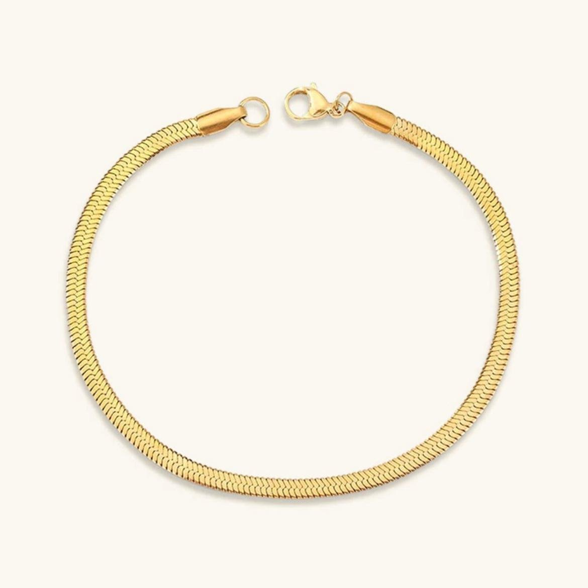 Gold & Silver Herringbone Chain Bracelet – Waterproof, Non Tarnish
