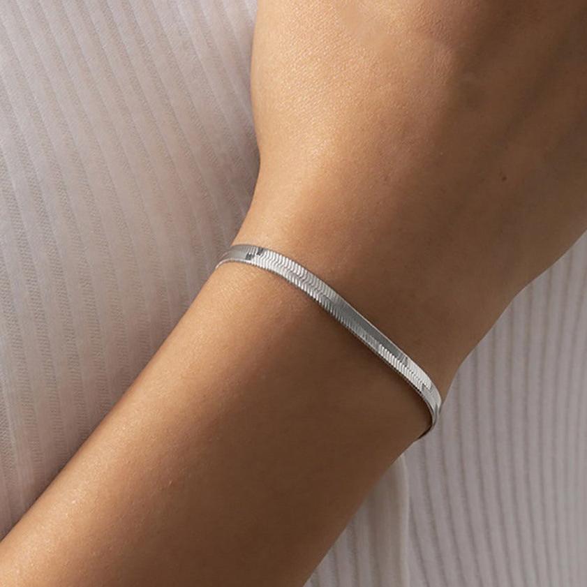 Gold & Silver Herringbone Chain Bracelet – Waterproof, Non Tarnish