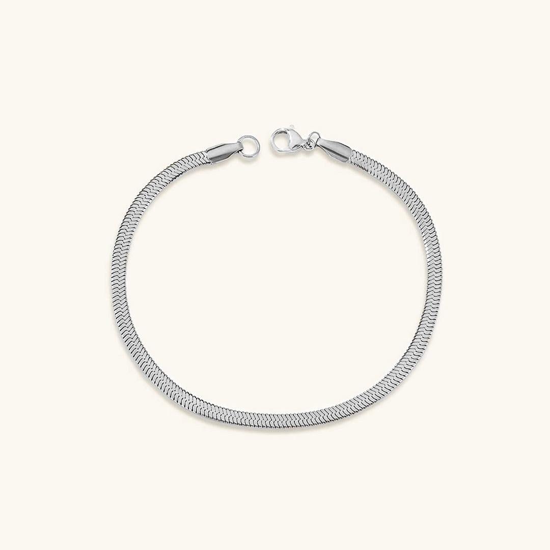 Gold & Silver Herringbone Chain Bracelet – Waterproof, Non Tarnish