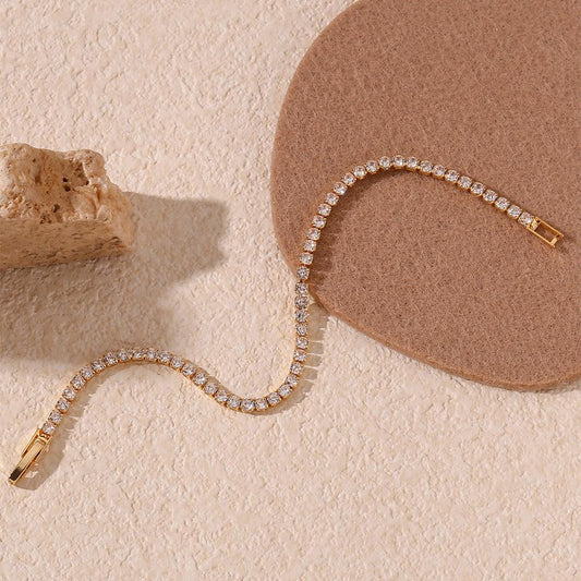 Gold Tennis Bracelet – Elegant Waterproof Jewelry 18K Gold plated