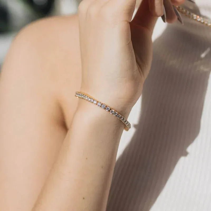 Gold Tennis Bracelet – Elegant Waterproof Jewelry 18K Gold plated