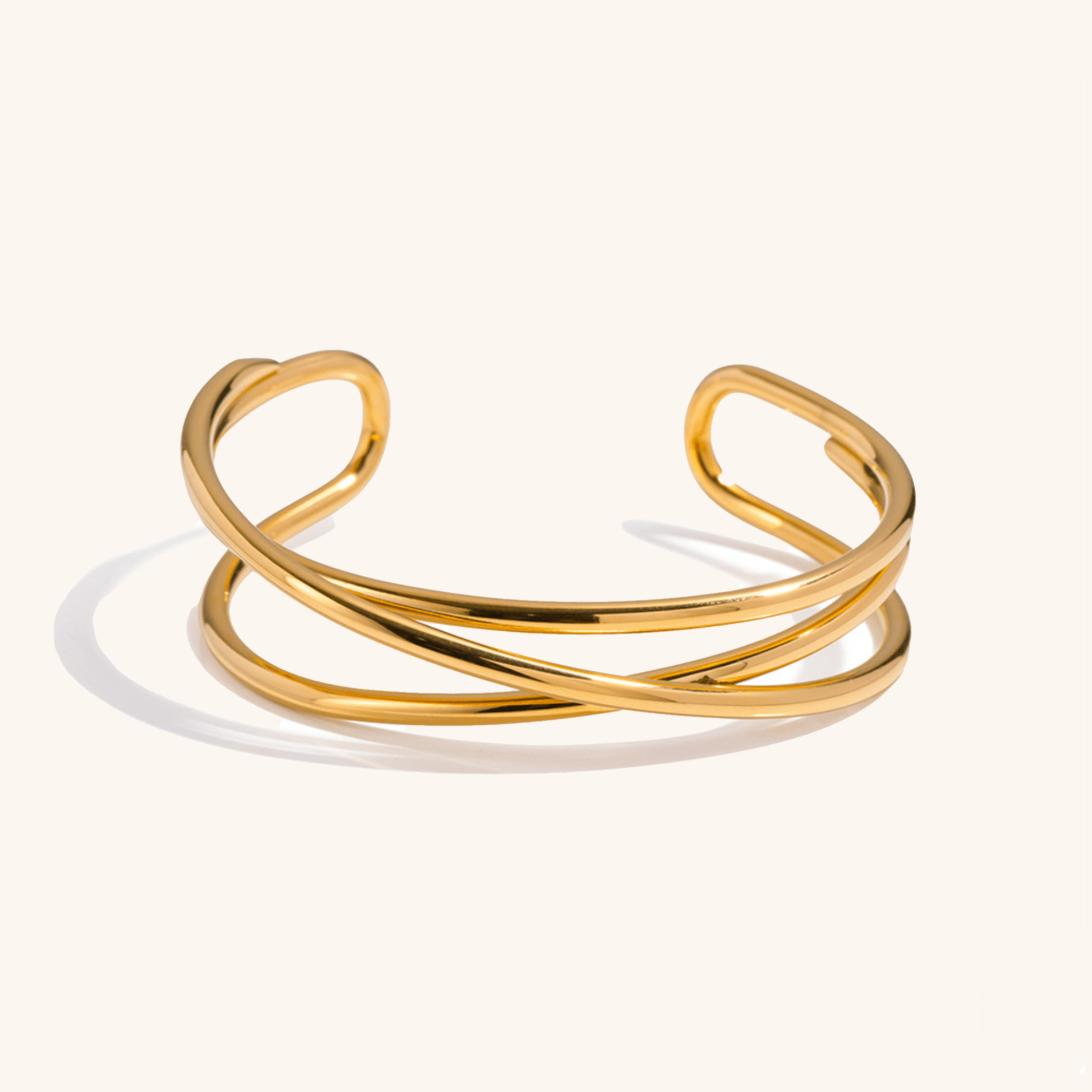 Gold Twist Open Cuff Bracelet – Waterproof 18K Gold plated Jewelry