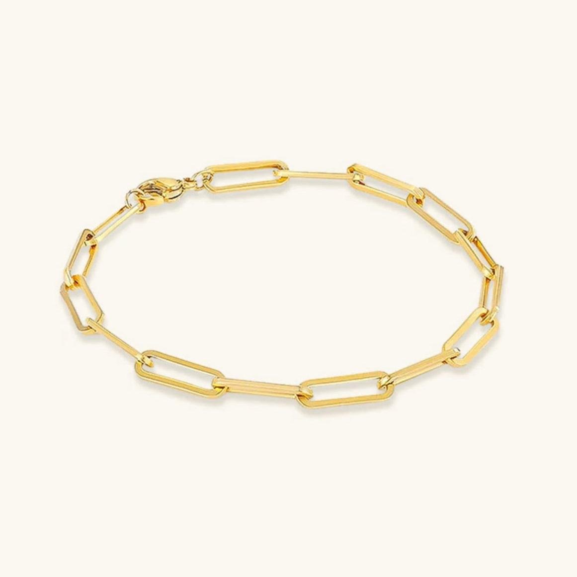Minimalist Paperclip Chain Bracelet – Waterproof 14k Gold or Silver