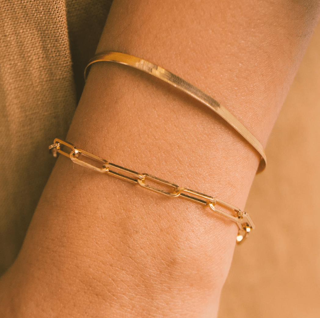 Minimalist Paperclip Chain Bracelet – Waterproof 14k Gold or Silver