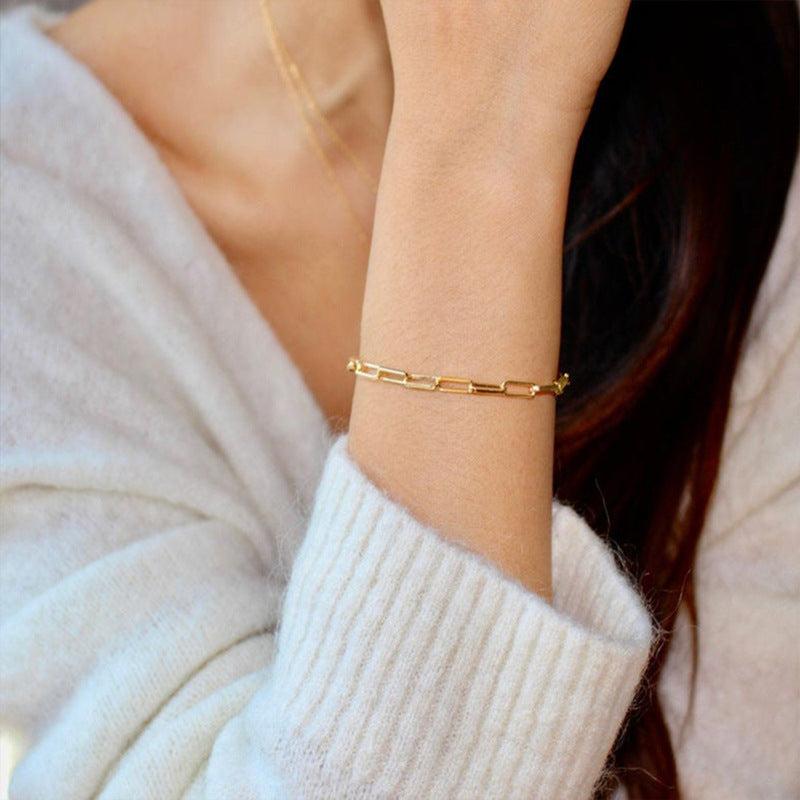 Minimalist Paperclip Chain Bracelet – Waterproof 14k Gold or Silver
