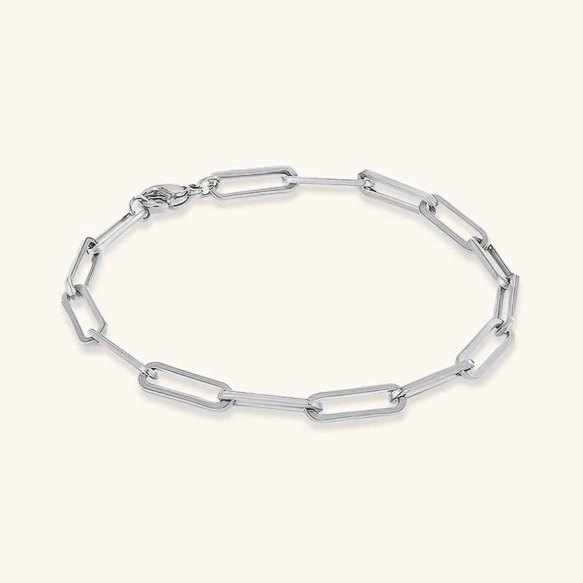 Minimalist Paperclip Chain Bracelet – Waterproof 14k Gold or Silver