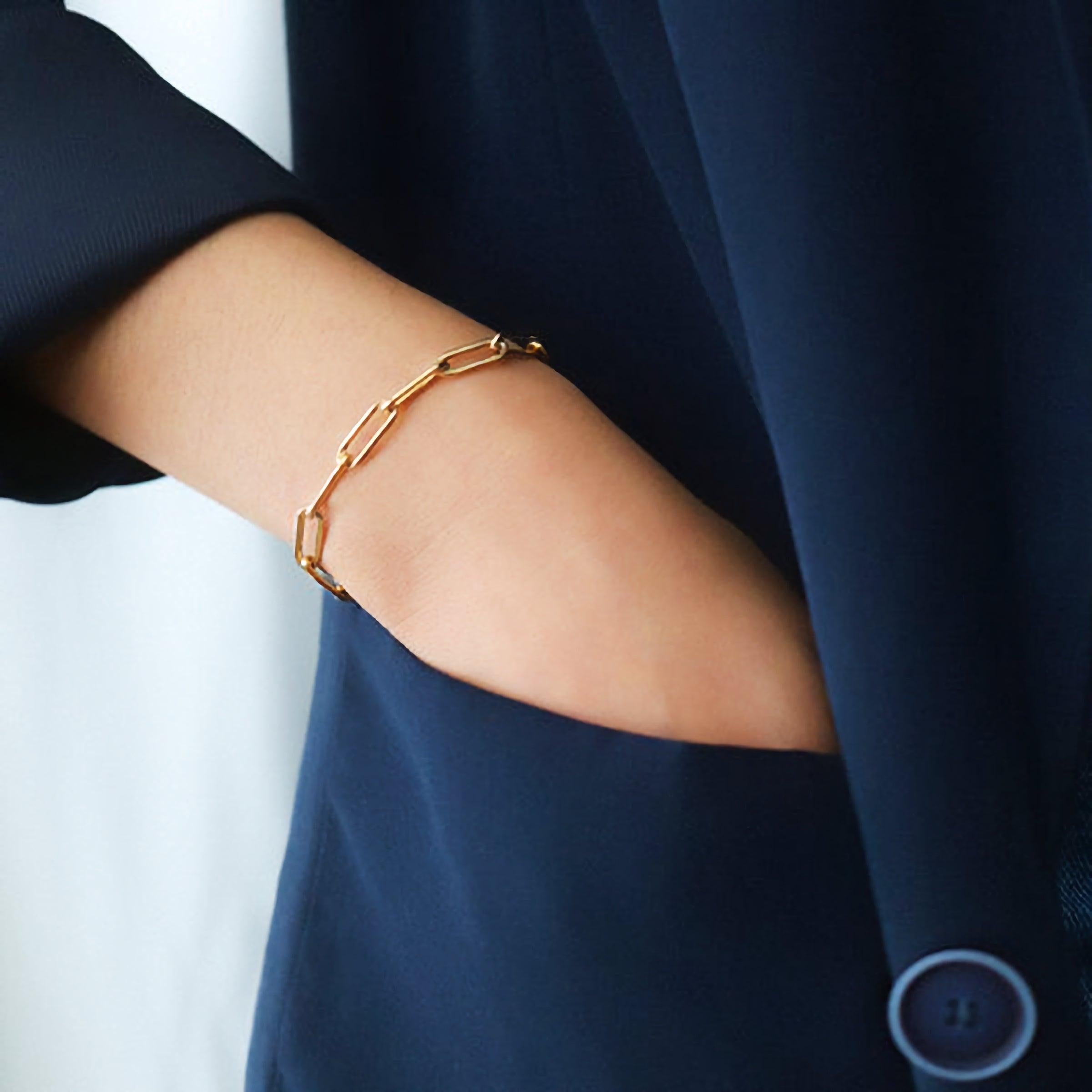 Minimalist Paperclip Chain Bracelet – Waterproof 14k Gold or Silver