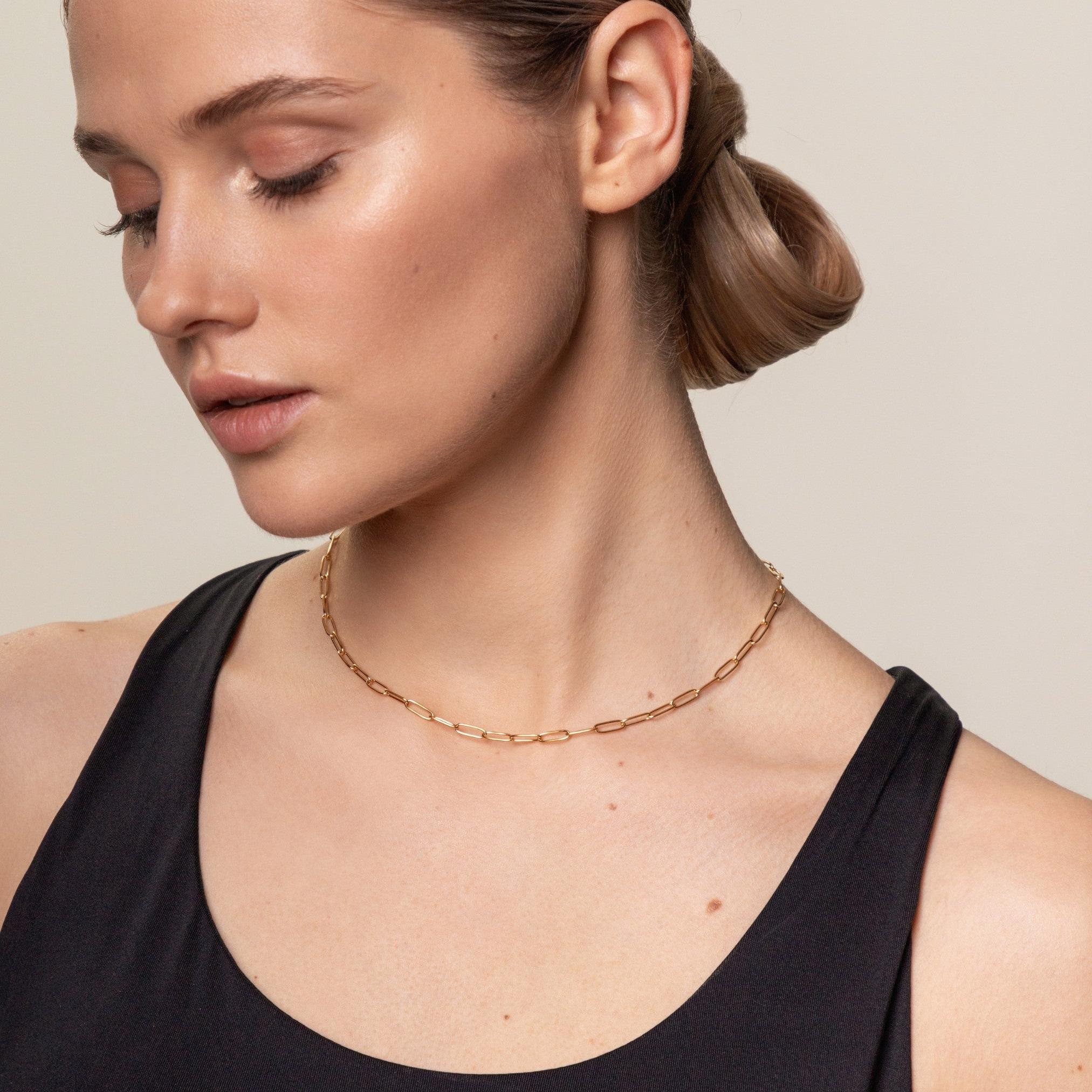 Minimalist Paperclip Choker – Waterproof 18k Gold Plated