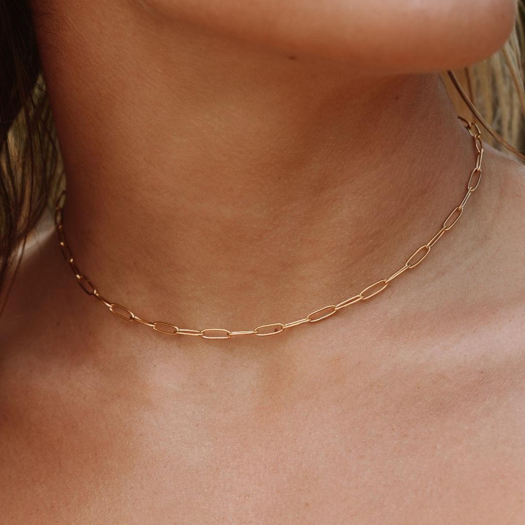 Minimalist Paperclip Choker – Waterproof 18k Gold Plated