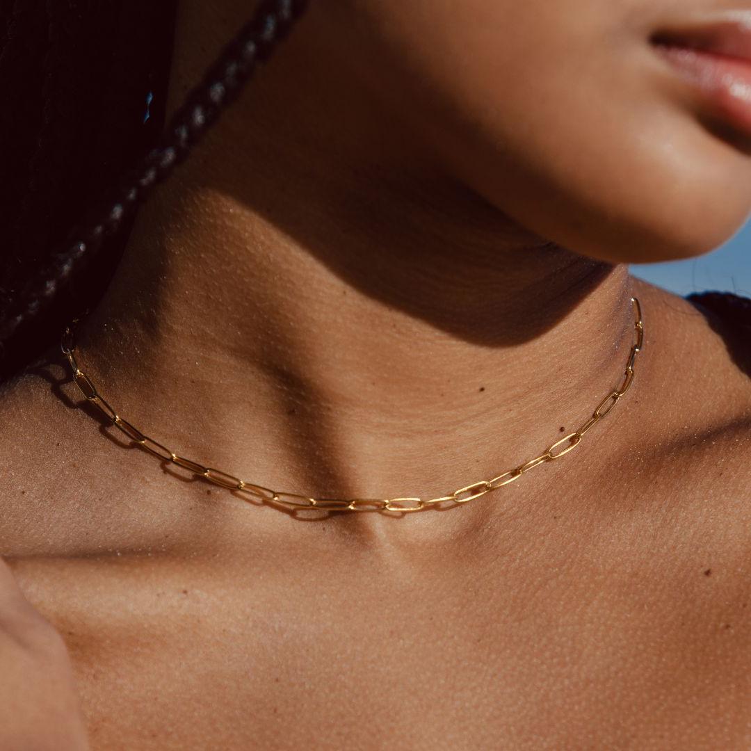 Minimalist Paperclip Choker – Waterproof 18k Gold Plated