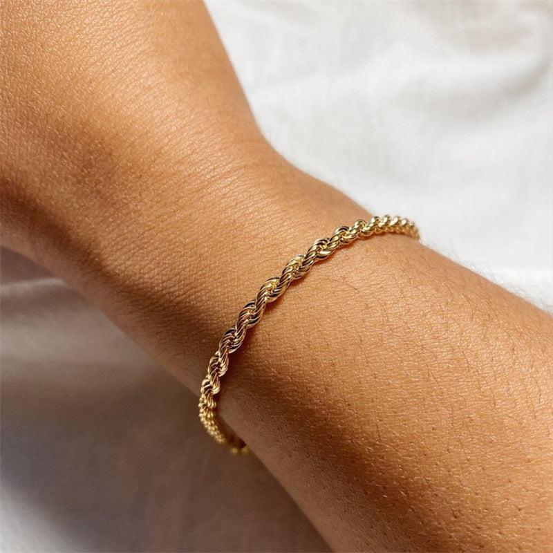 Rope Chain Bracelet in Gold or Silver – Waterproof Stackable Jewelry