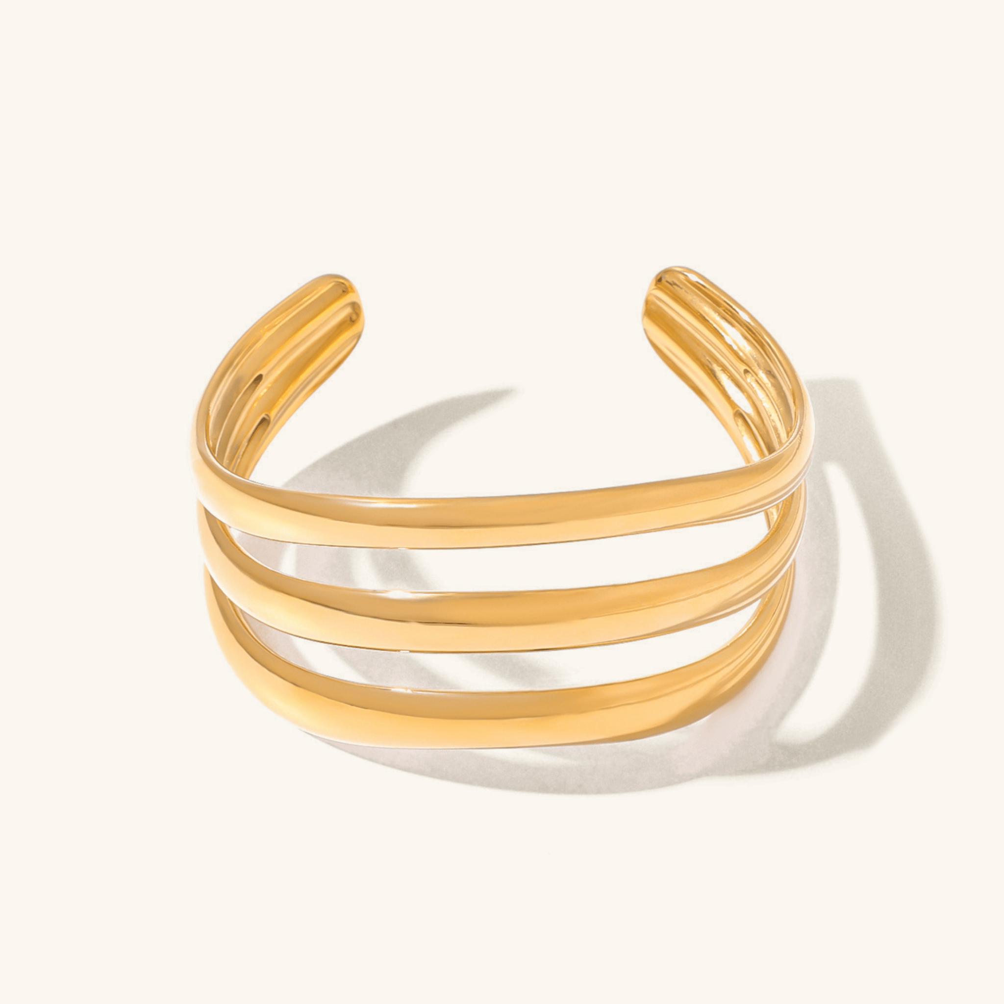 Triple Layer Gold Cuff Bracelet – Bold Statement Bangle