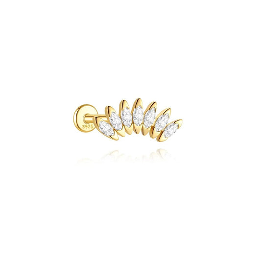 Astra Stud gold helix earring in 925 sterling silver minimal curved cartilage stud