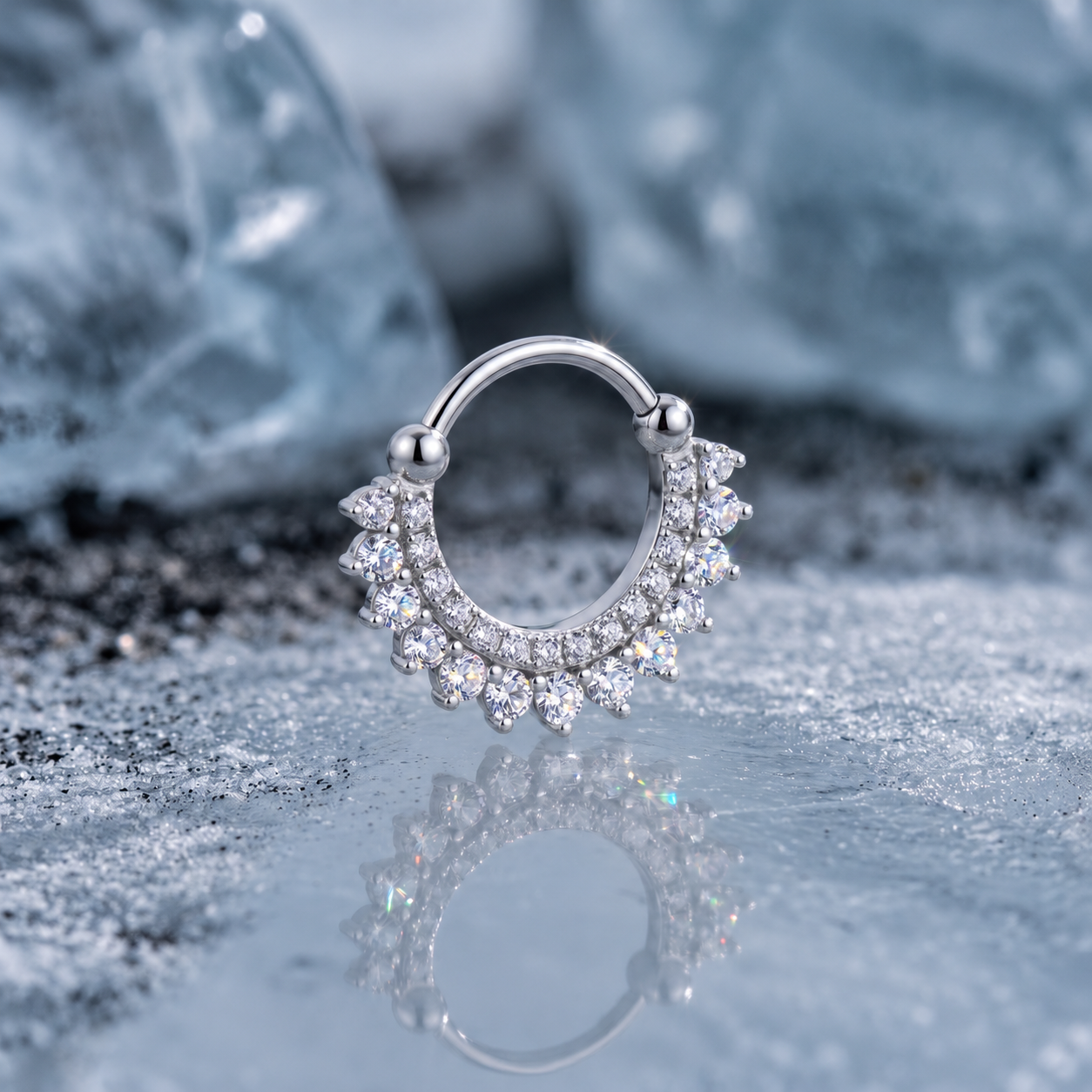 Aurora Halo – Moissanite Daith Hoop