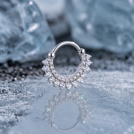Aurora Halo – Moissanite Daith Hoop