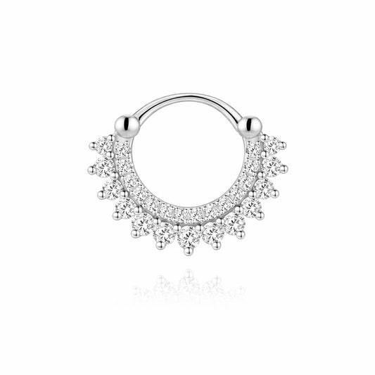 moissanite hoop earring in 925 sterling silver for helix and conch piercings