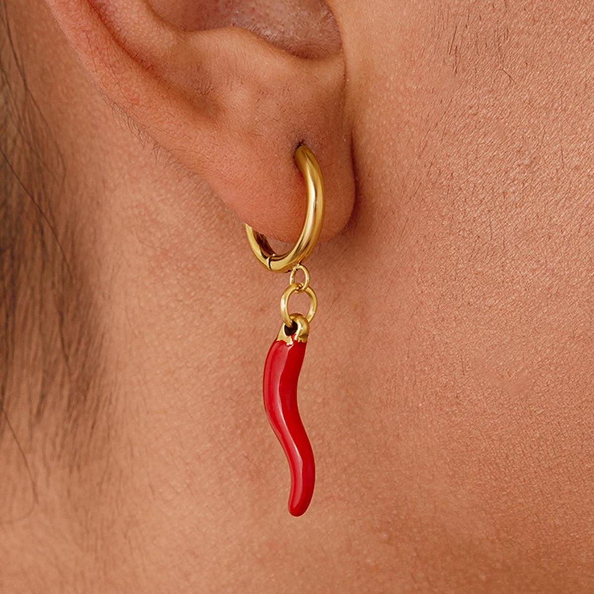 Chili Pepper Hoop Earrings – Waterproof & 18K Gold Plated