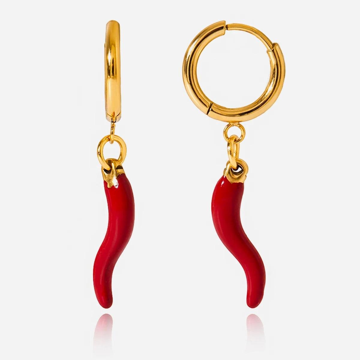 Chili Pepper Hoop Earrings – Waterproof & 18K Gold Plated