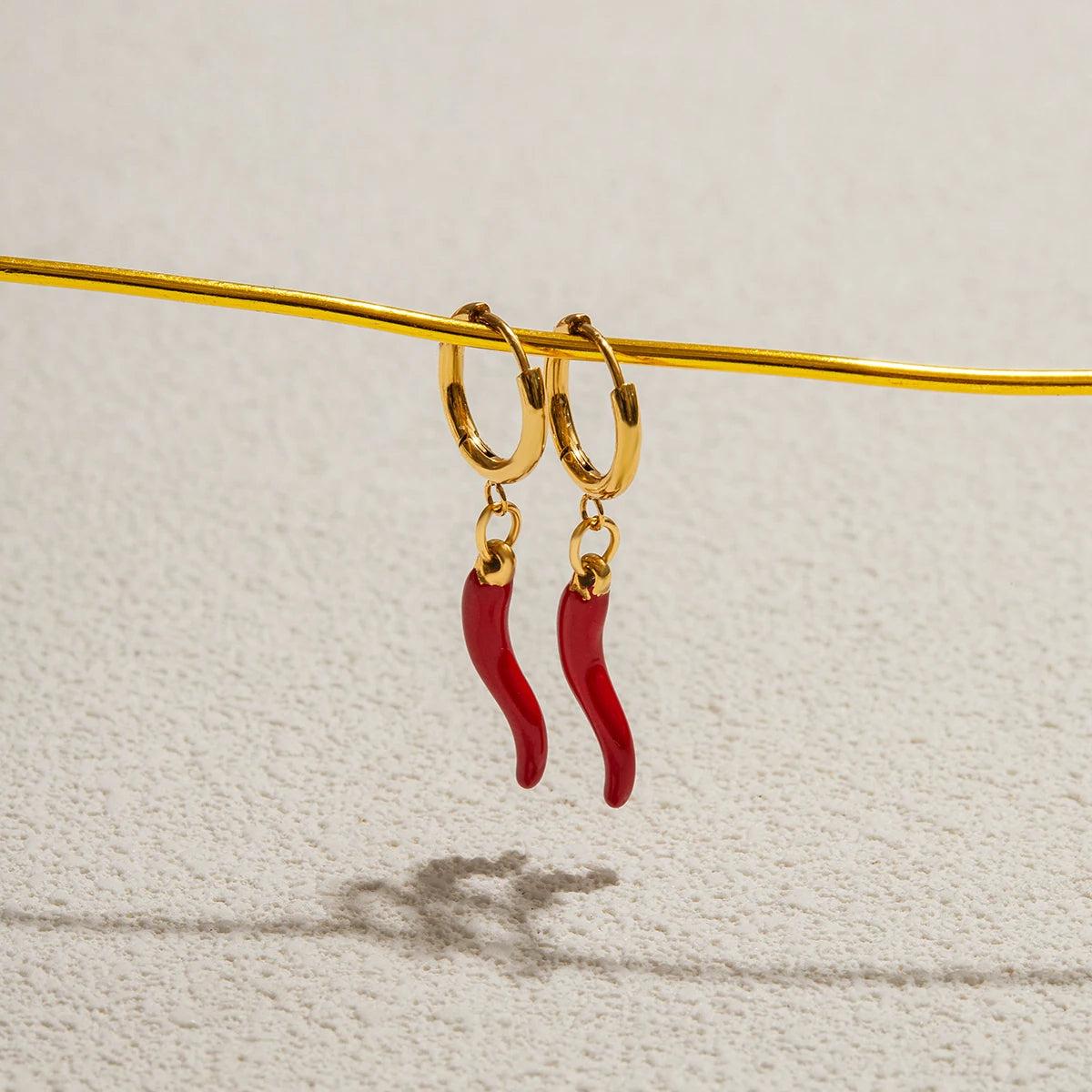 Chili Pepper Hoop Earrings – Waterproof & 18K Gold Plated