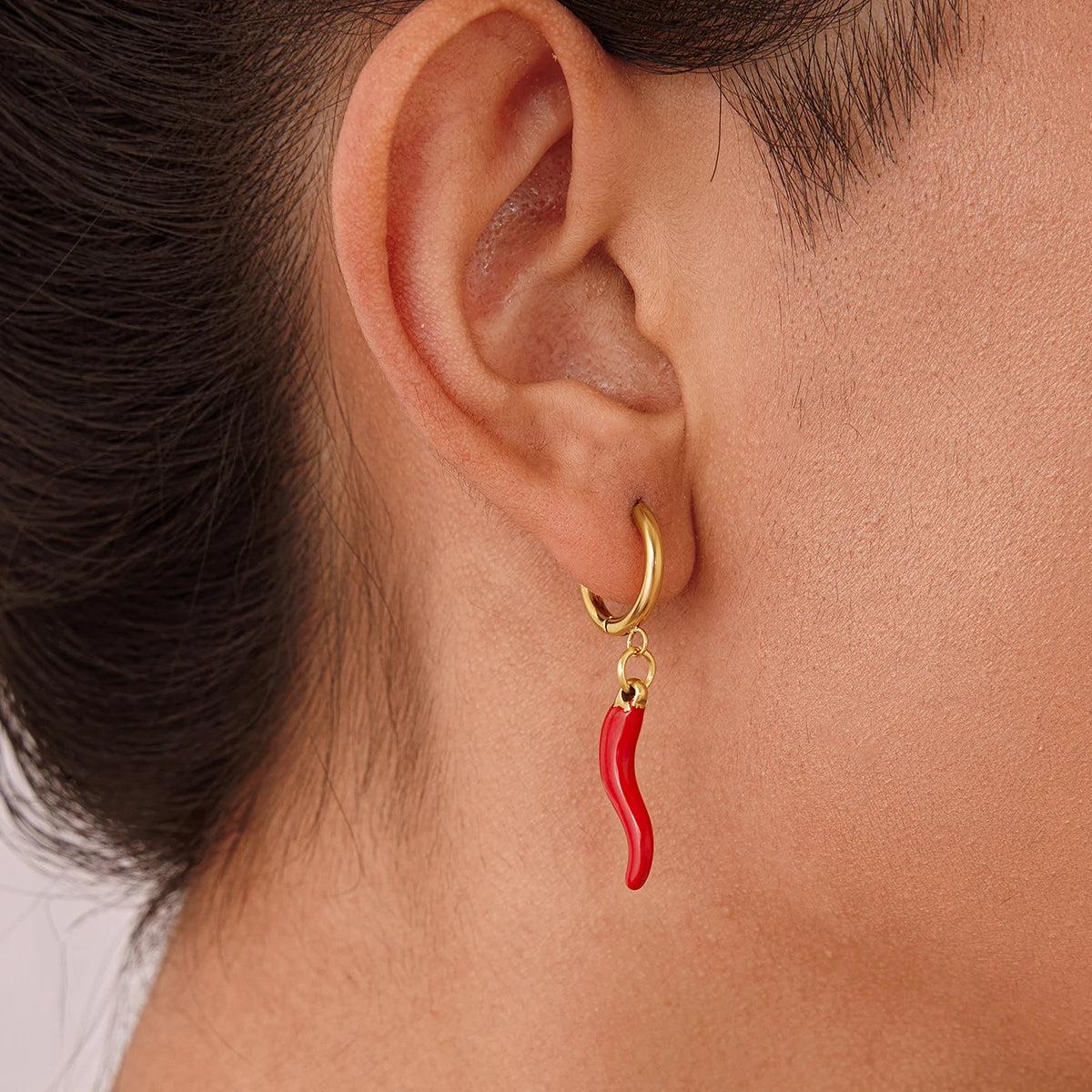 Chili Pepper Hoop Earrings – Waterproof & 18K Gold Plated