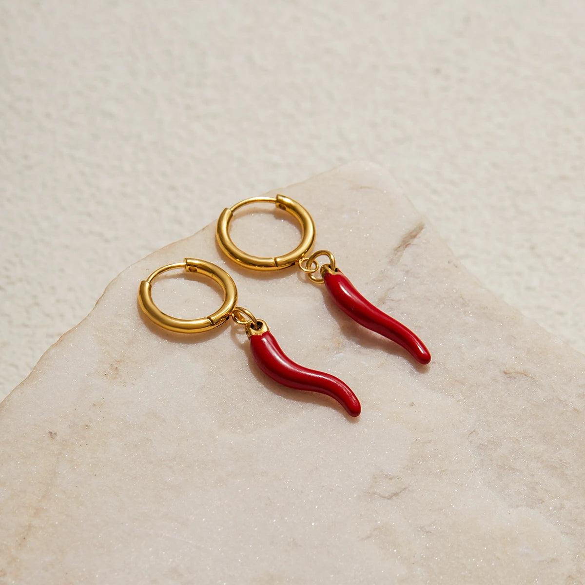 Chili Pepper Hoop Earrings – Waterproof & 18K Gold Plated