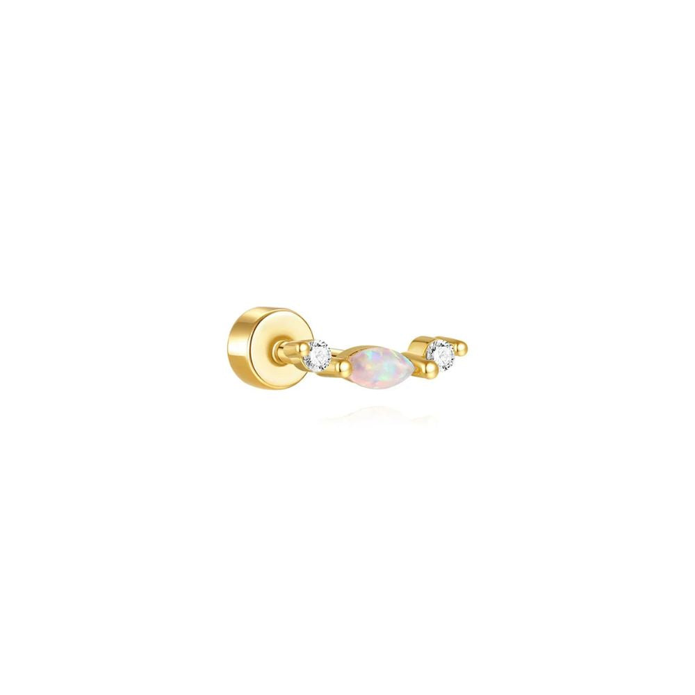 Opal cartilage climber earring in 925 sterling silver with delicate stones for helix and ear stack styling