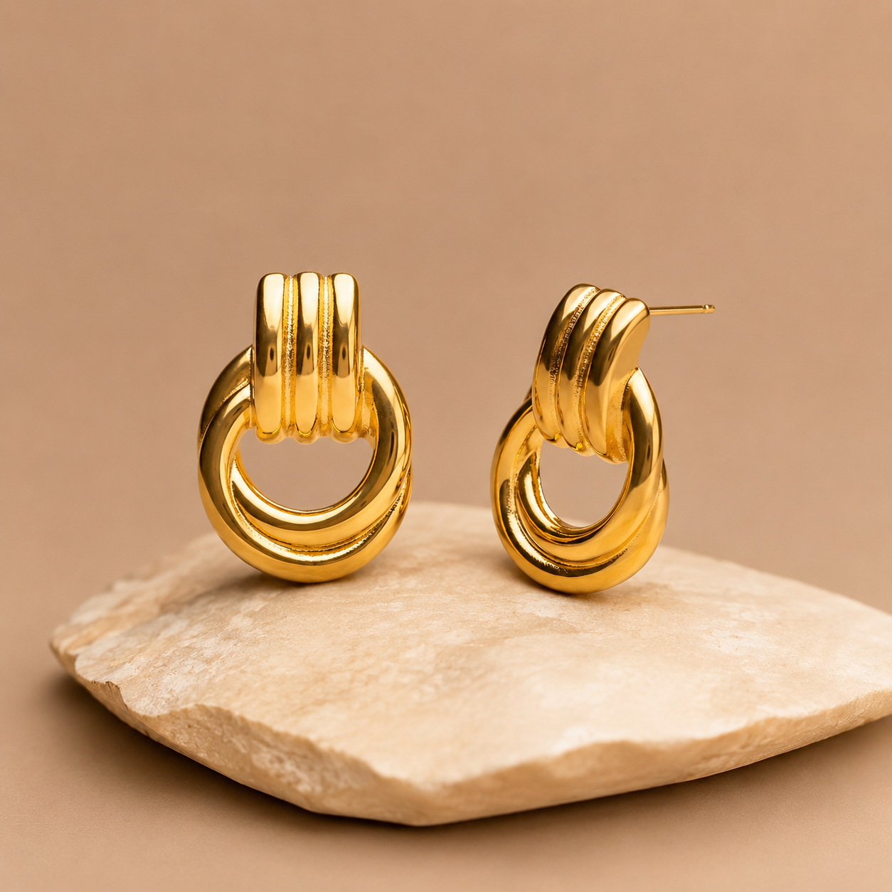 Eleonor chunky gold statement earrings in 18K gold PVD stainless steel