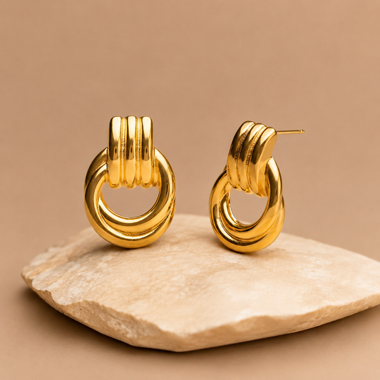 Eleonor chunky gold statement earrings in 18K gold PVD stainless steel