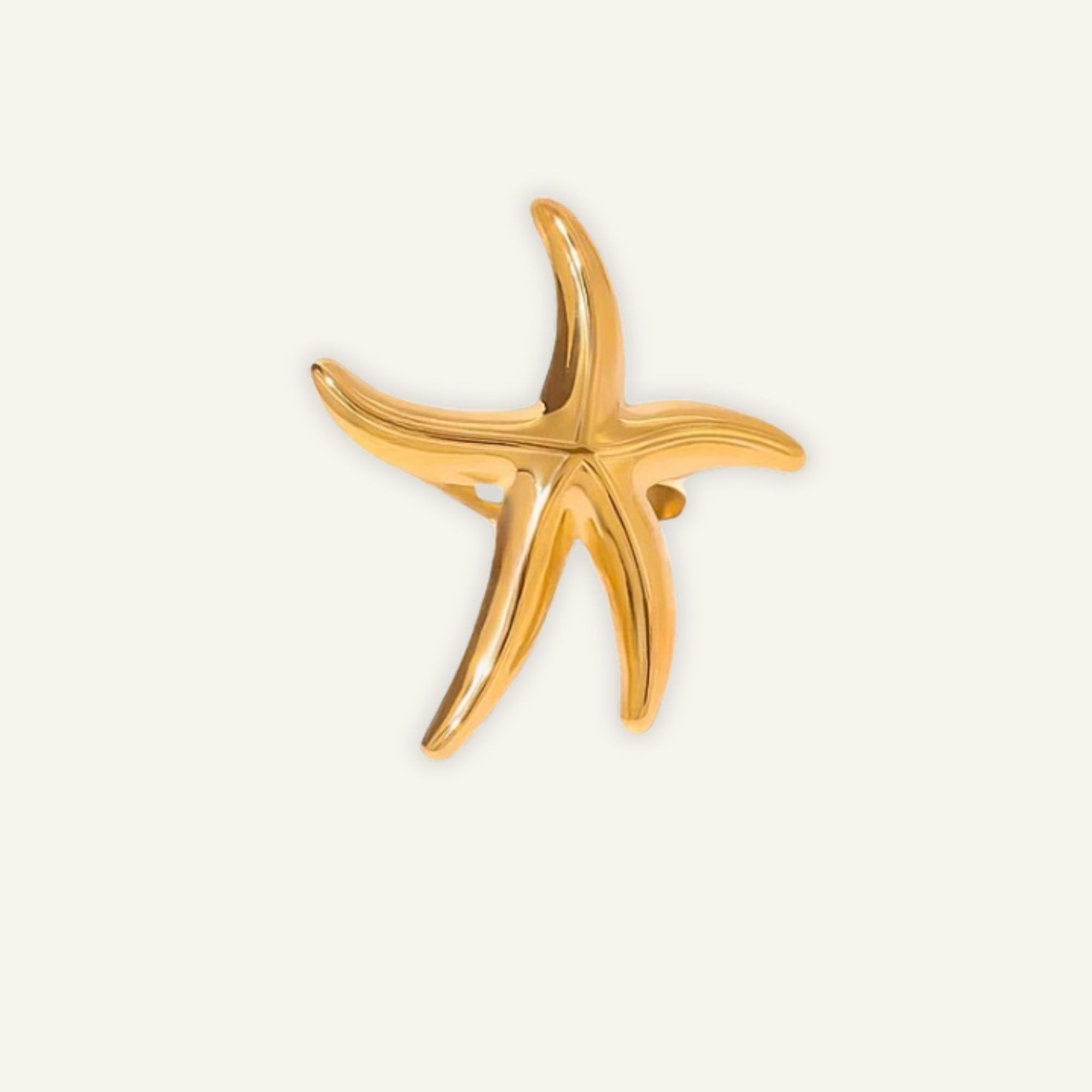 Gold Starfish Statement Ring – Adjustable & Waterproof 18k Gold plated