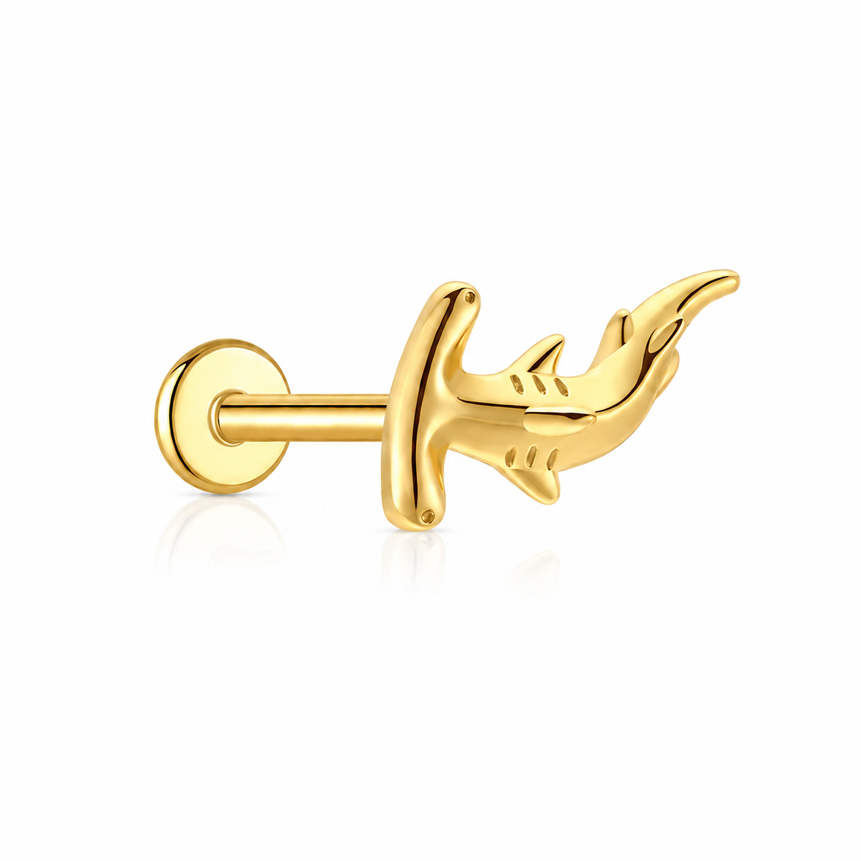 Gold Hammerhead Shark Stud