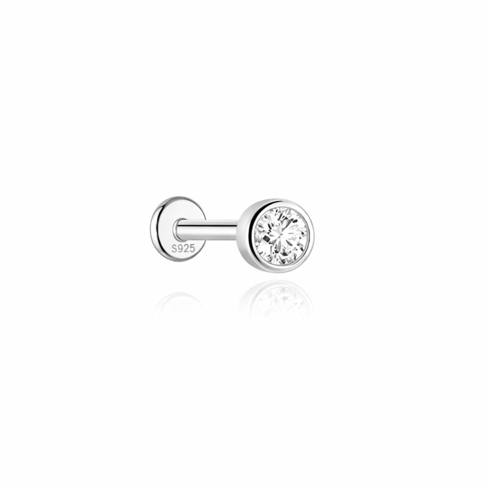 4mm moissanite stud earrings in 925 sterling silver for cartilage and lobe piercings
