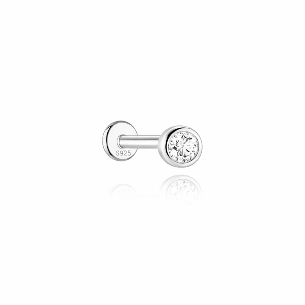 3mm moissanite stud earrings in 925 sterling silver for cartilage and lobe piercings