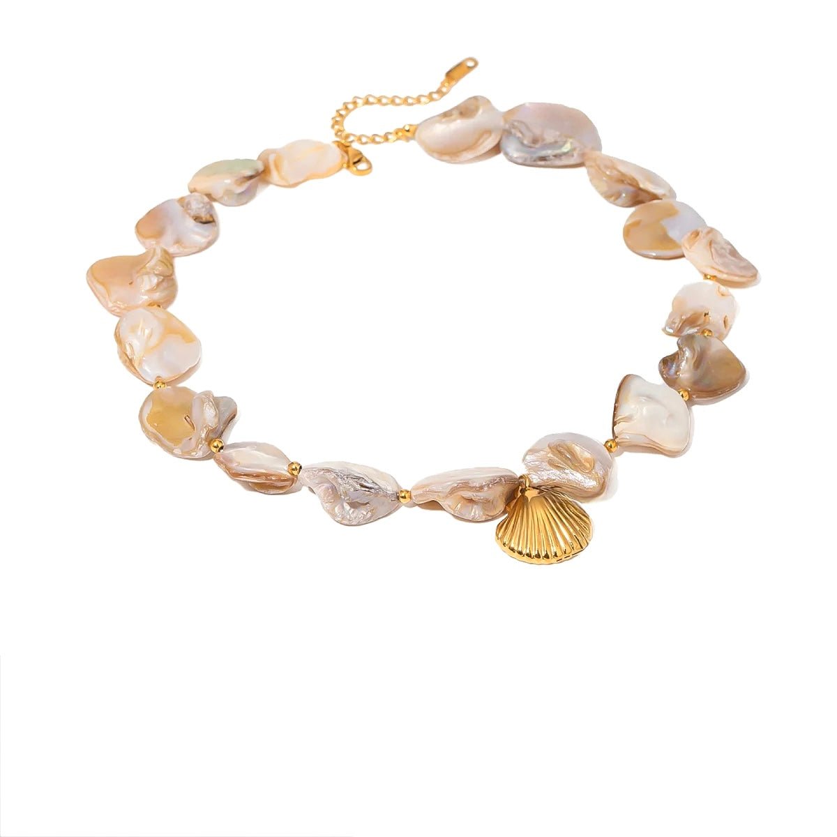 Gold shell necklace with marine charms – waterproof and tarnish-resistant summer jewelry