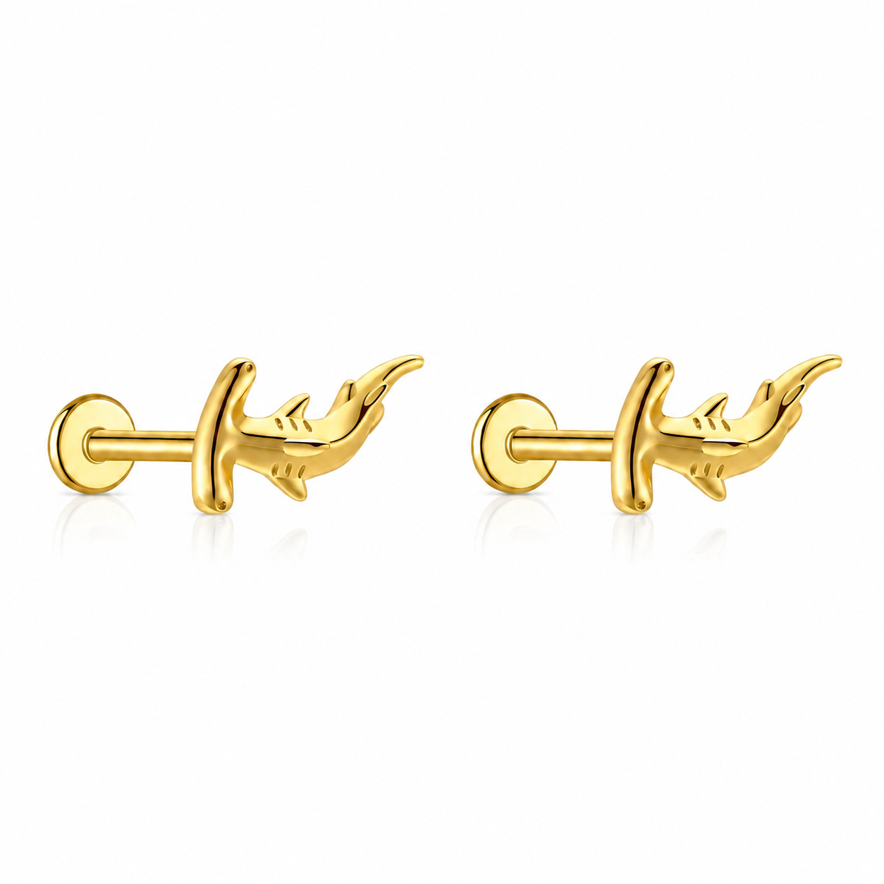 Gold Hammerhead Shark Stud