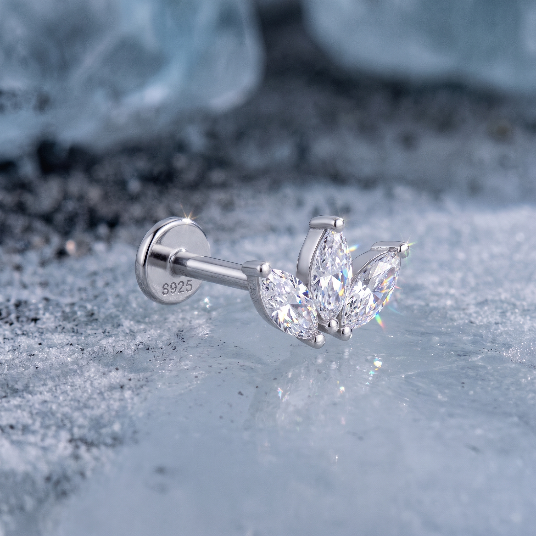 Petal Bloom – Moissanite Flat Back Lotus Stud