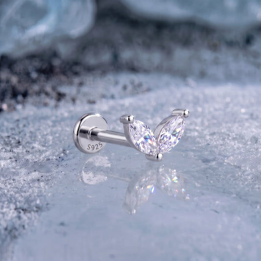 Petal Whisper – Moissanite Flat Back Marquise Stud