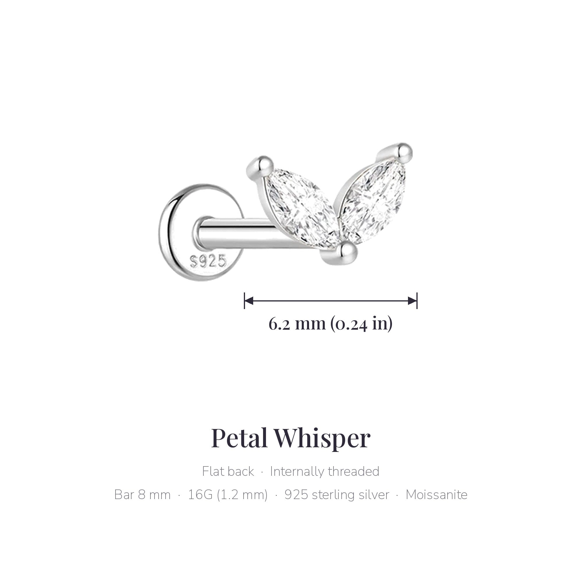 Petal Whisper – Moissanite Flat Back Marquise Stud