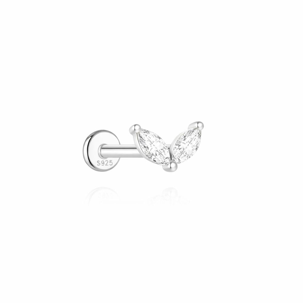 moissanite stud earring in 925 sterling silver for cartilage piercing