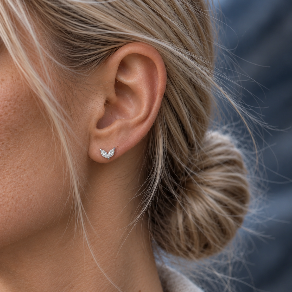 Petal Whisper – Moissanite Flat Back Marquise Stud